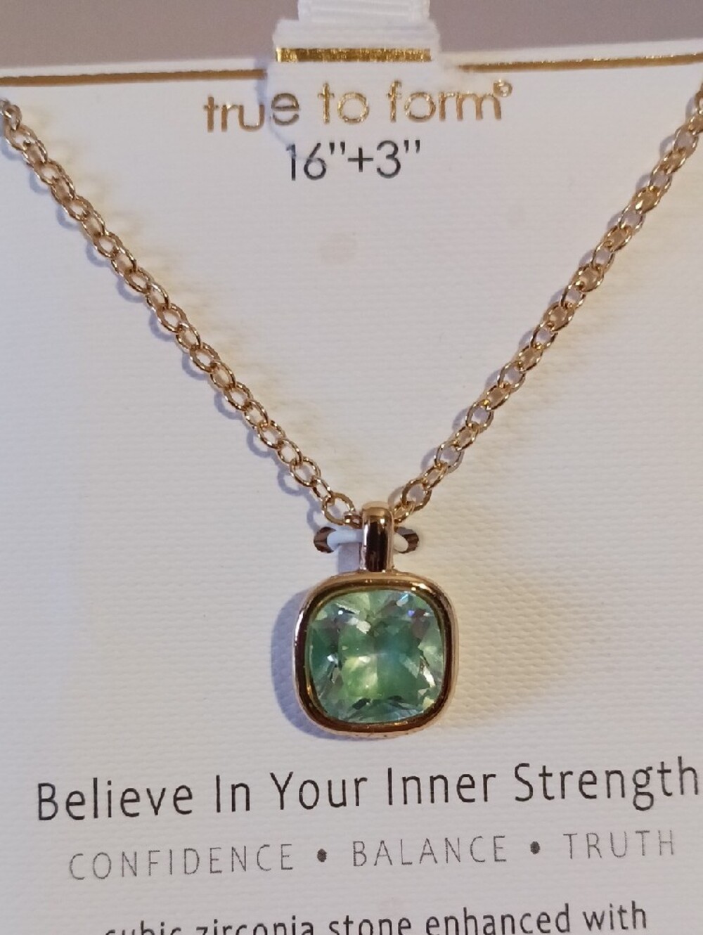 True To Form โ๏ธCZ Stone Enanced Green Amazonite Pendant Necklace - Gold-Tone
